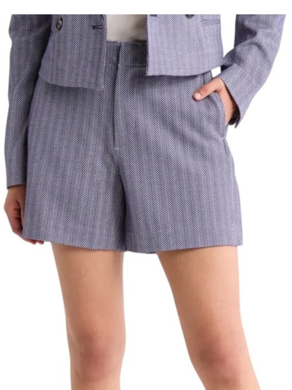 Rag & Bone Mini Heart Chevron-Pattern Navy Blue and White Shorts